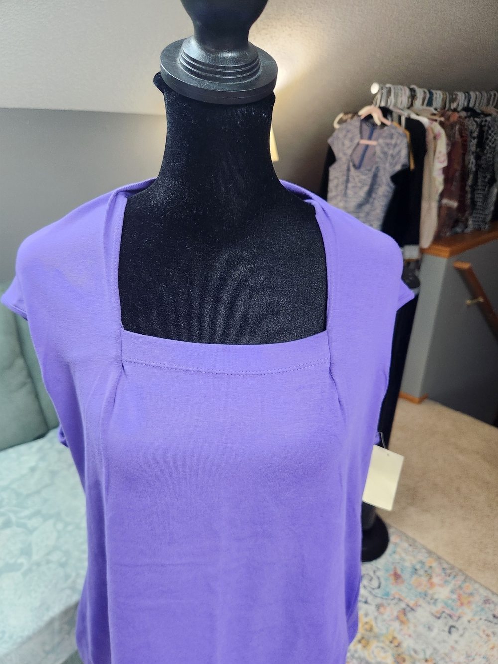 Coldwater Creek Anytime Squareneck Top Purple Large NWT - Picture 4 of 7
